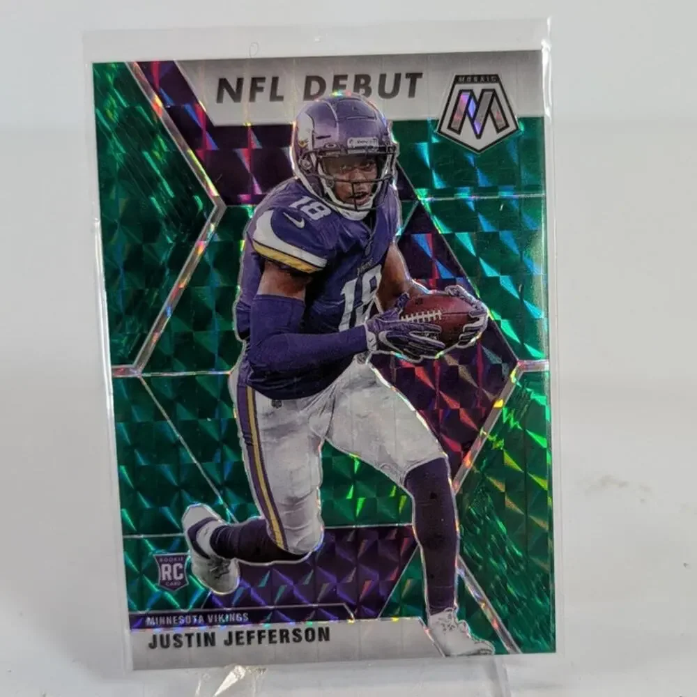 2020 Panini Mosaic Justin Jefferson #270 Rookie RC NFL Debut Green Mosaic Prizm